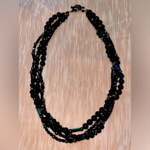 Beautiful Vintage 5 Strand Glass Beaded Necklace